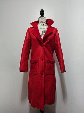 New Real Merino Sheepskin Shearling Lamb Fur Moto Racer Biker Jacket Holiday Red